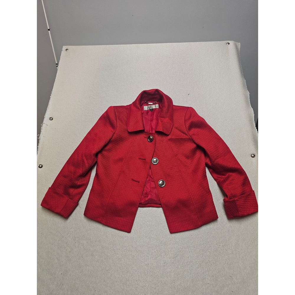 Tahari Arthur S Levine Classics Red Textured Blazer Jacket Size 2